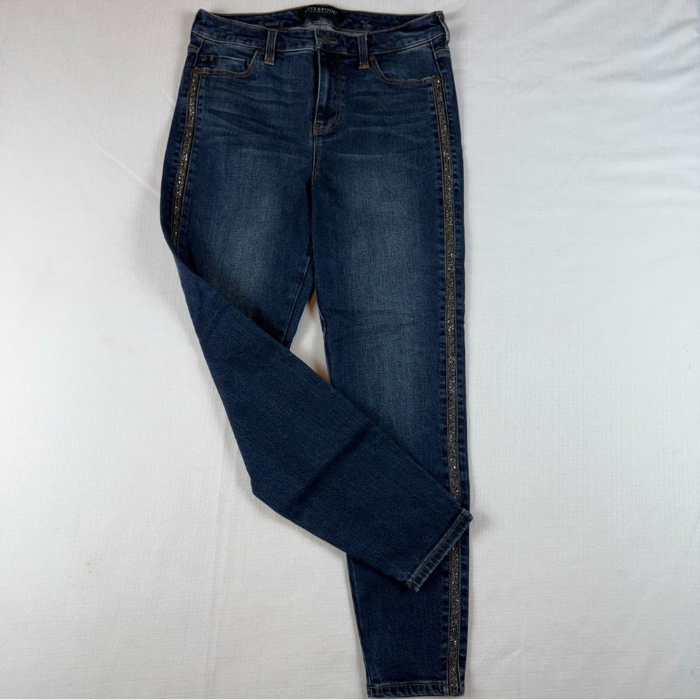 Liverpool Los Angeles Jeans Women's High Rise Tapered Ankle Embellished 10/30